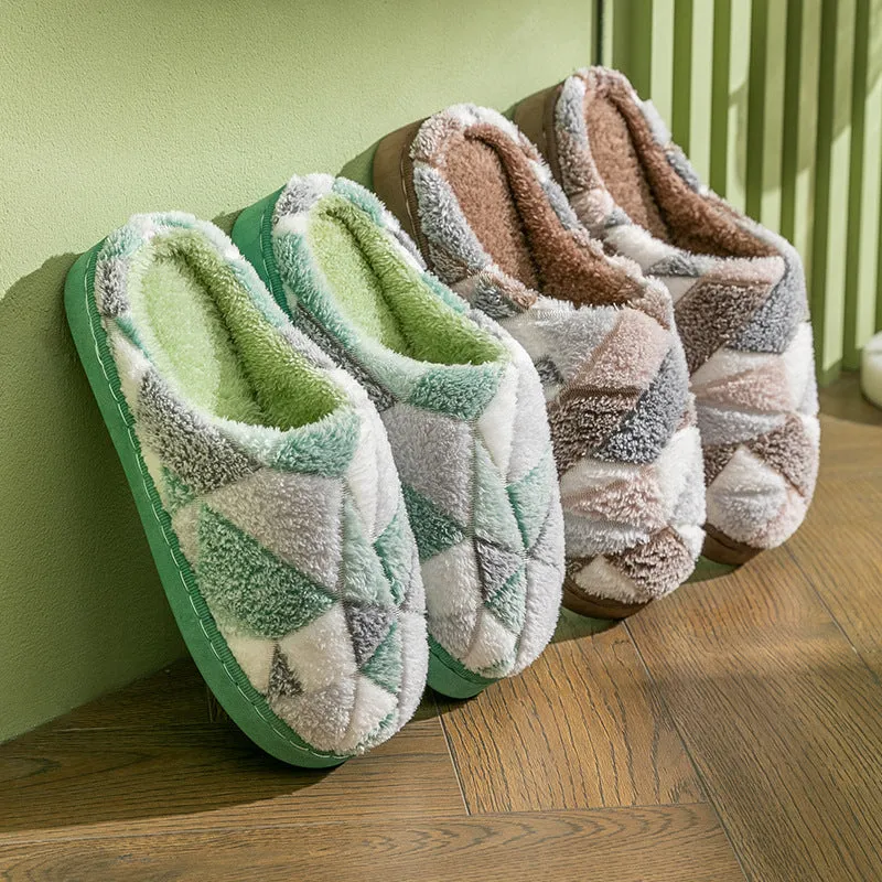 Geometric Plush Warm Indoor Slippers