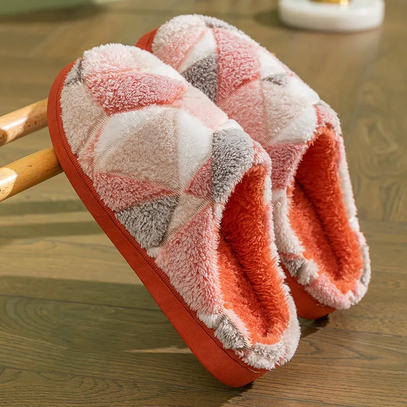 Geometric Plush Warm Indoor Slippers