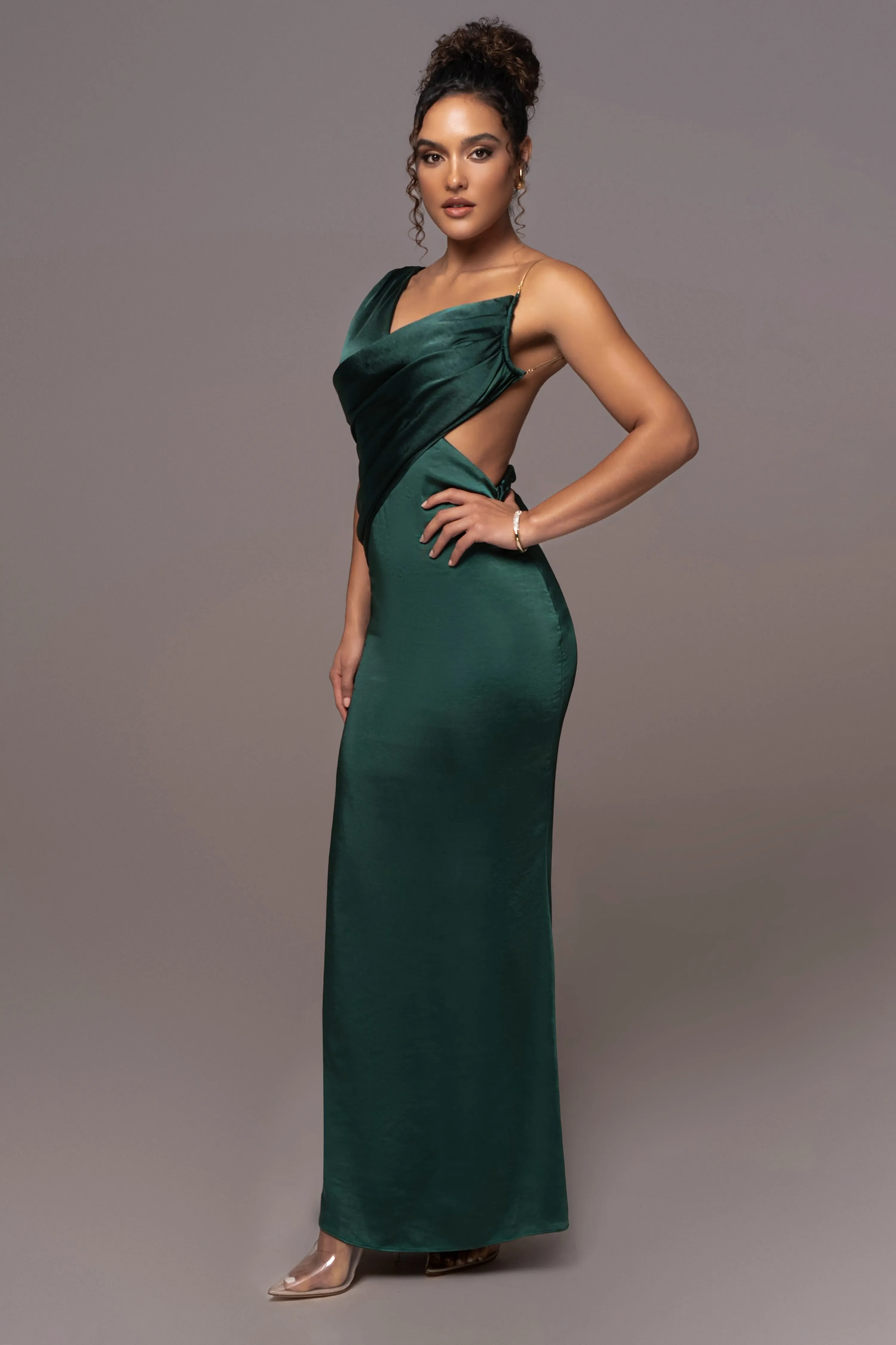 Green Satin Belle Maxi Dress