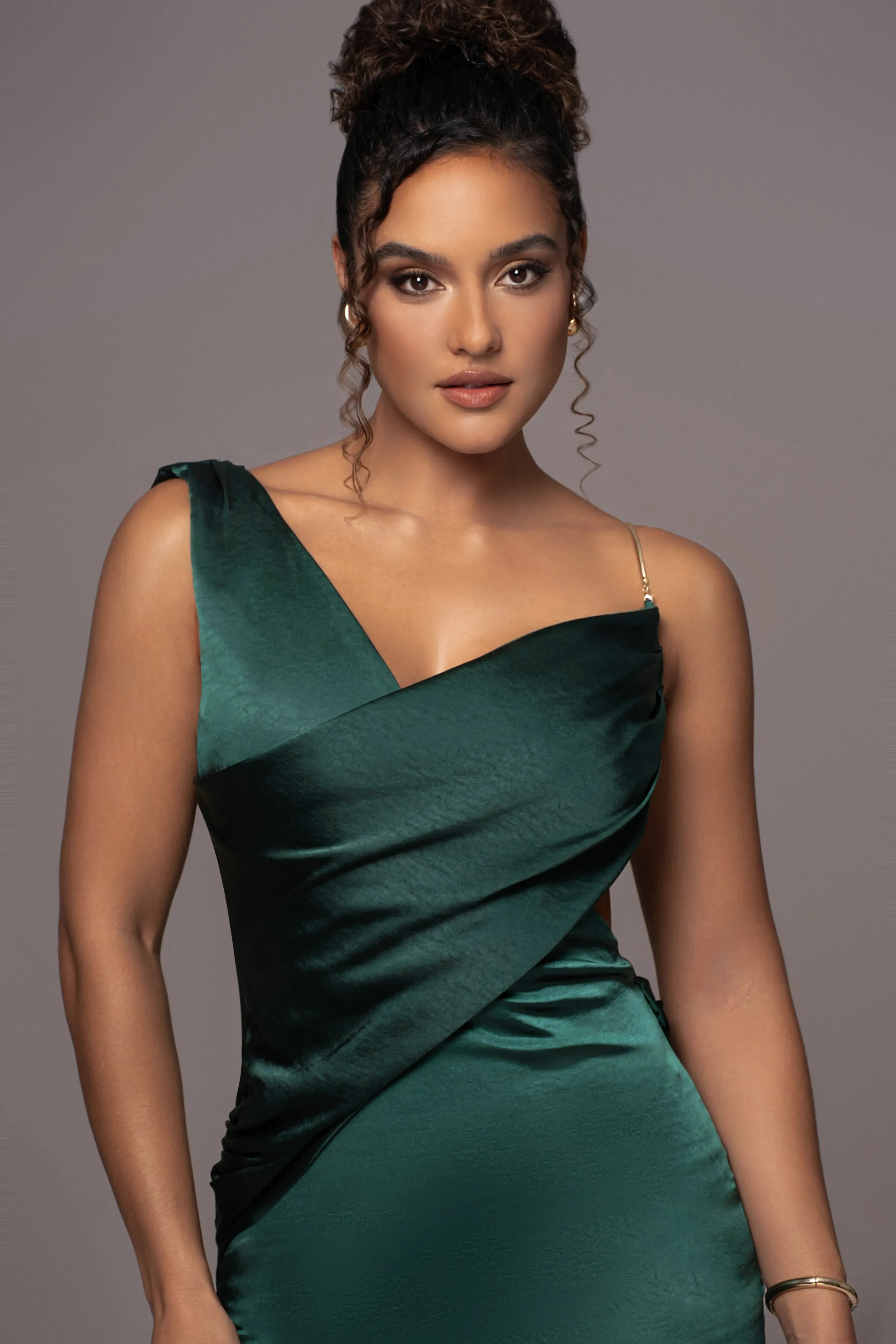 Green Satin Belle Maxi Dress