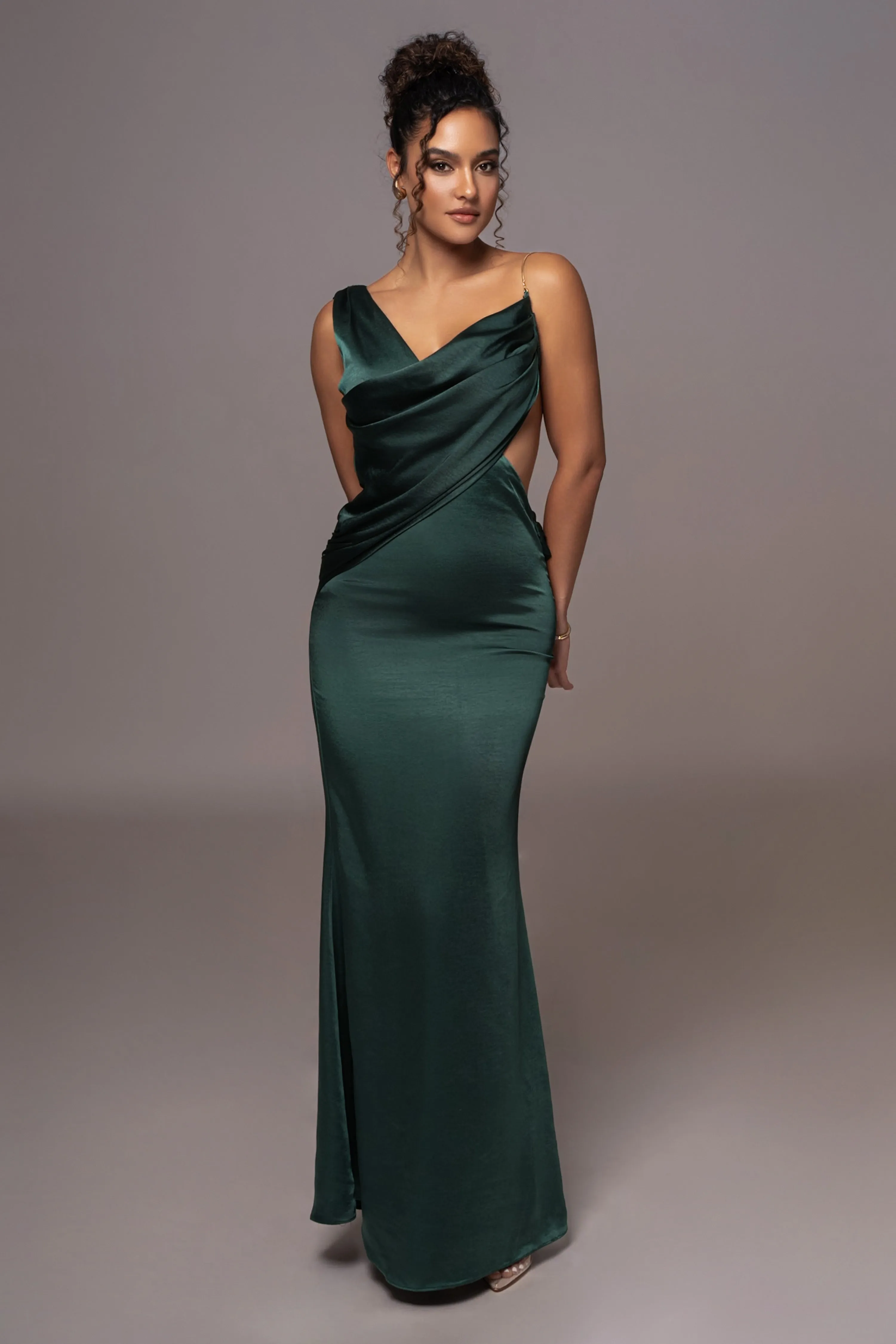 Green Satin Belle Maxi Dress