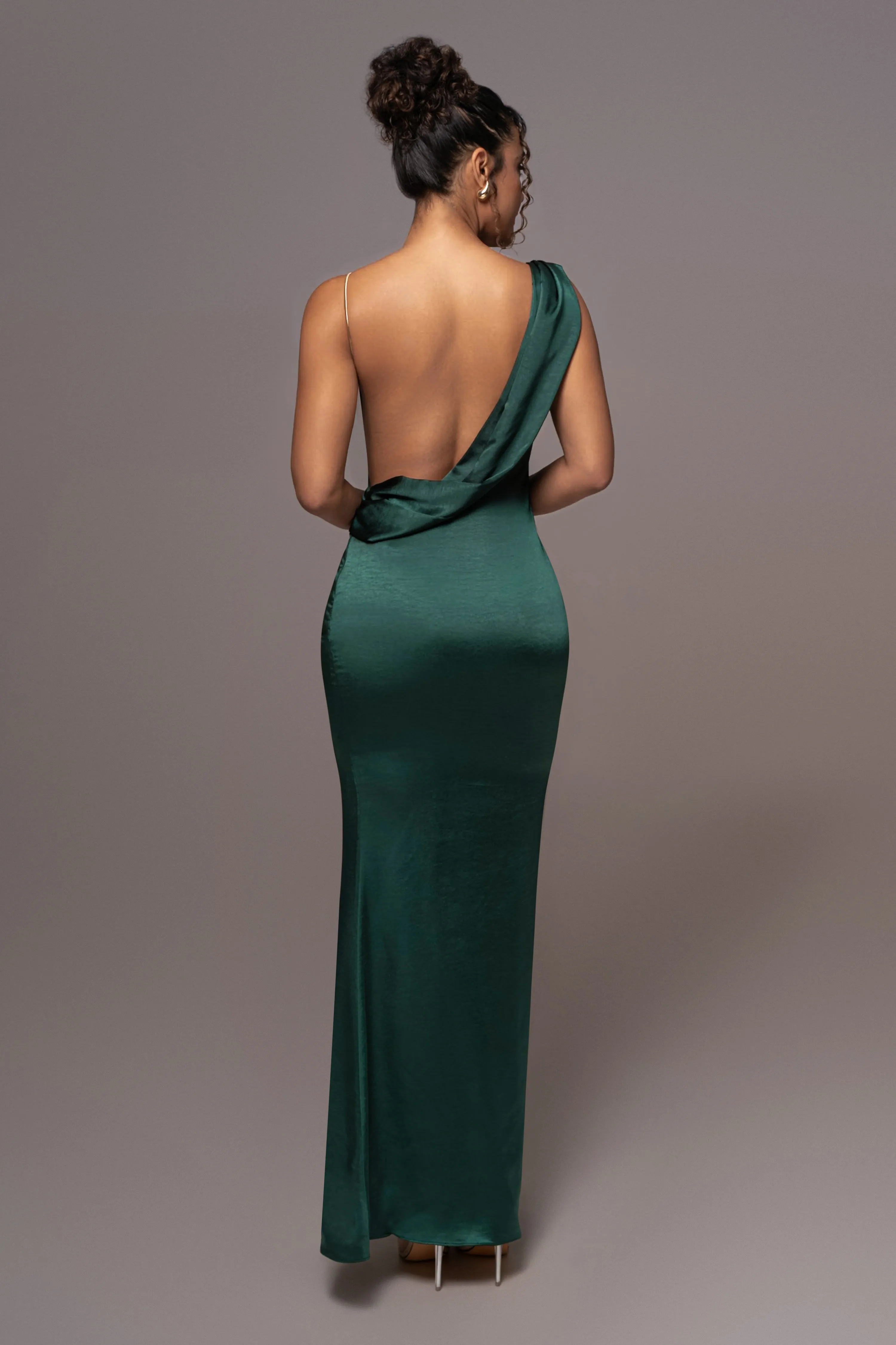 Green Satin Belle Maxi Dress