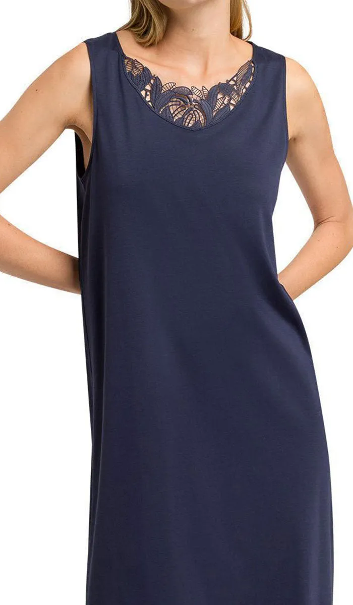 Hanro 100% Cotton Nightgown Sleeveless in Navy Felice 7978