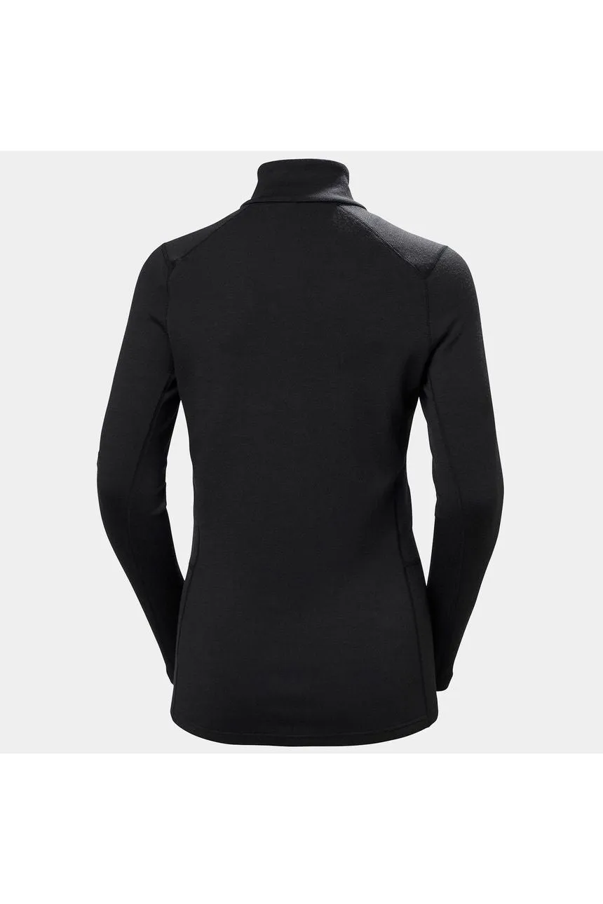 Helly Hansen Womens Lifa Merino Midweight 1/2 Zip Base Layer Black