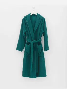 Hooded Bathrobe in Teal Green