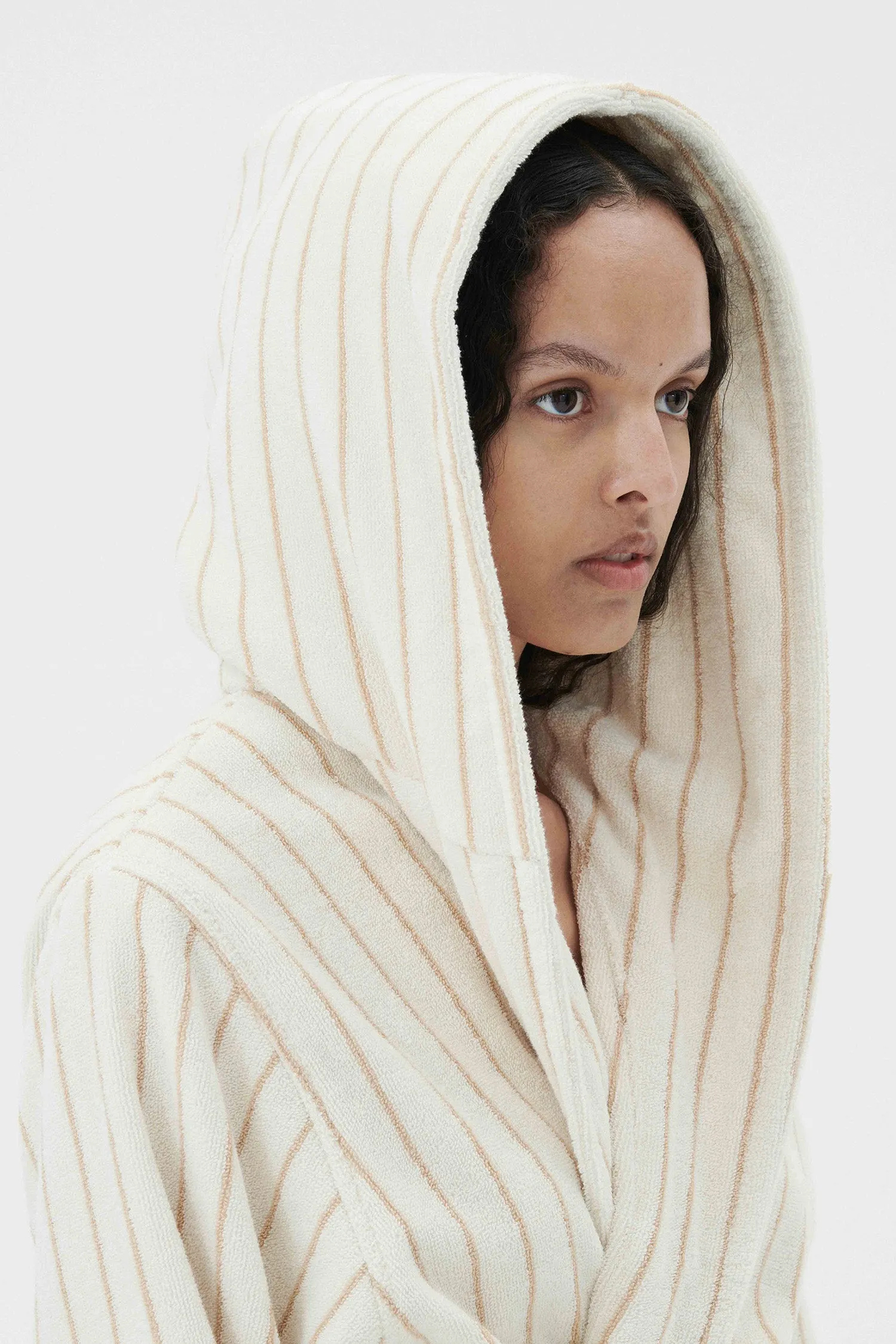 Hooded Bathrobe Sienna Stripe