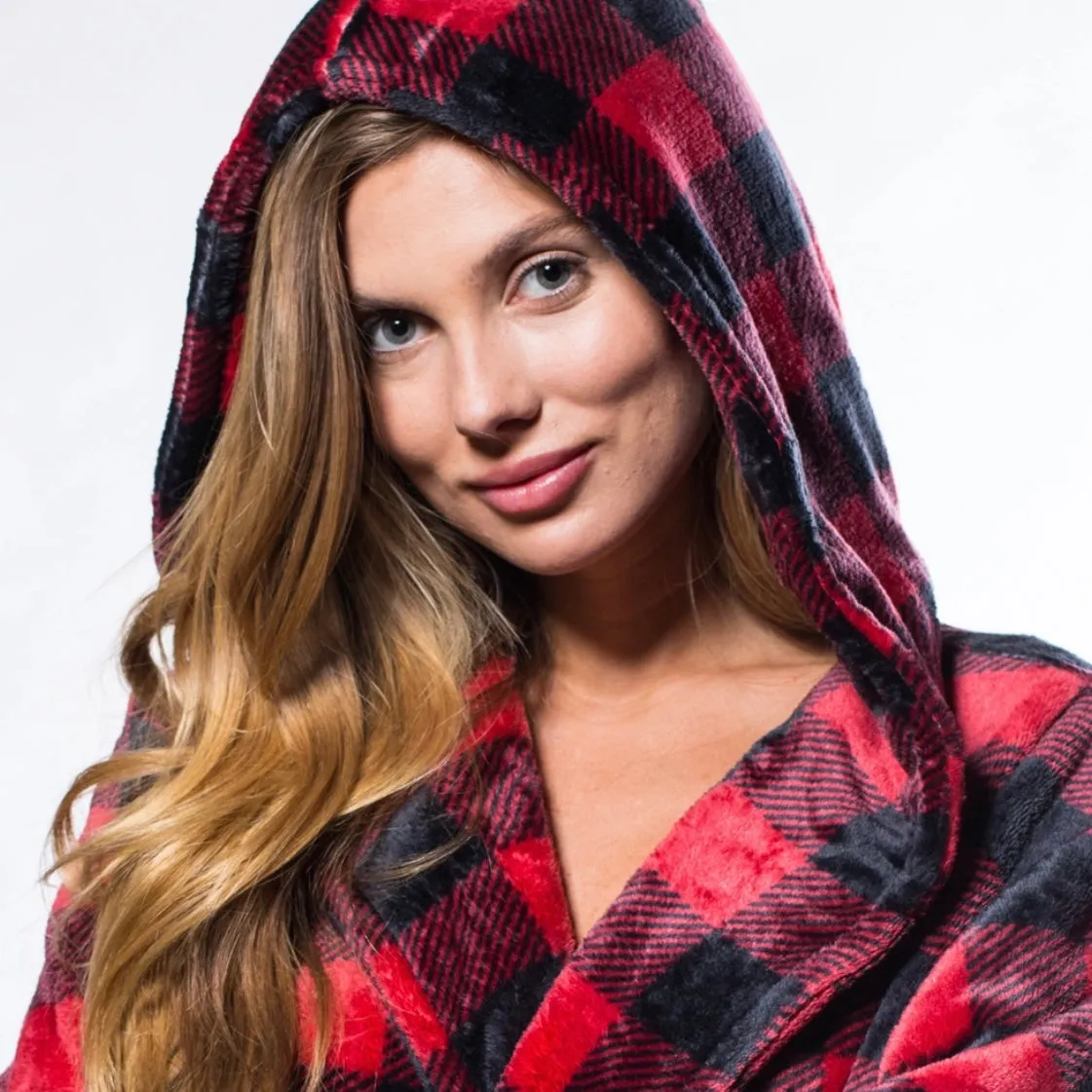 Hooded Plush Bathrobe for Women