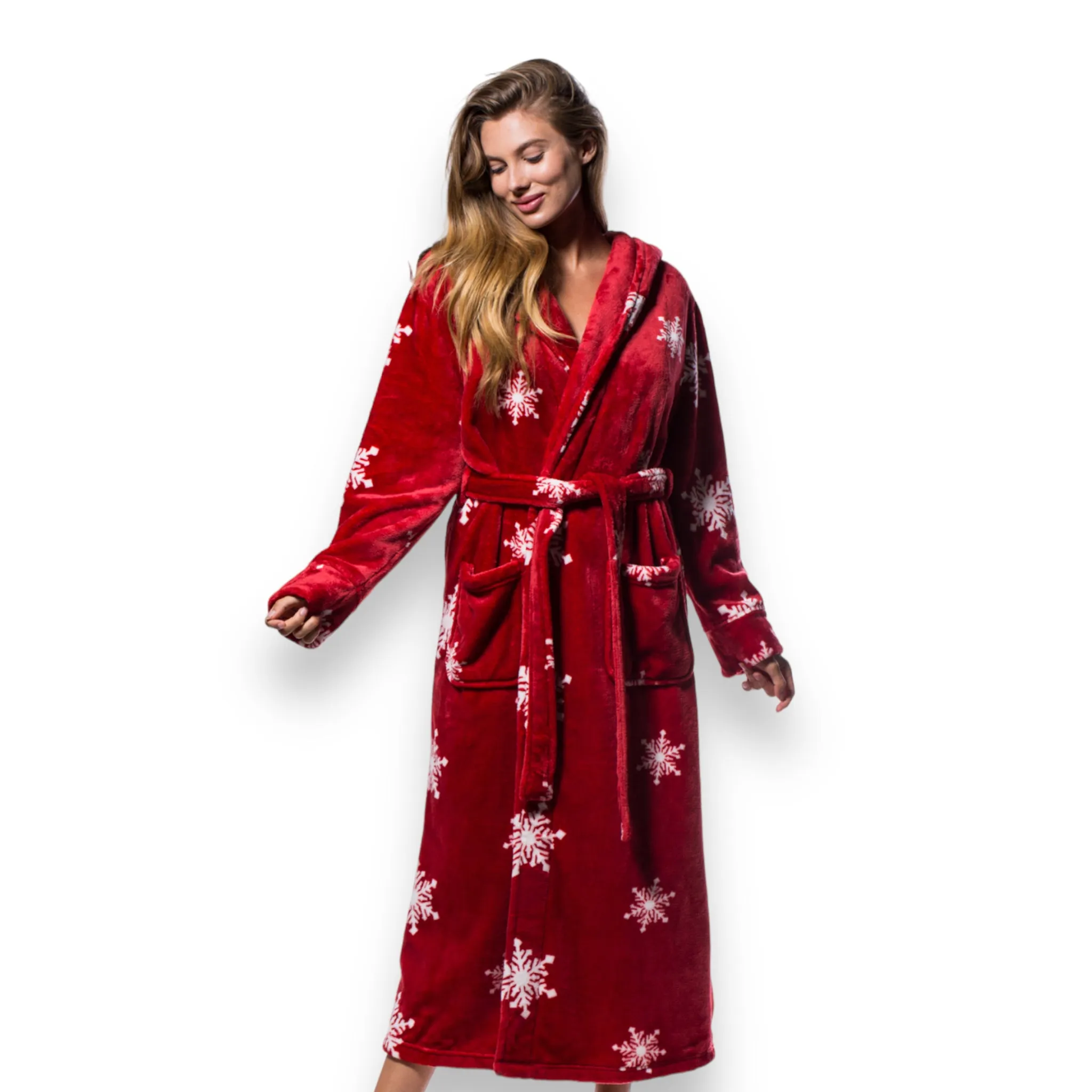 Hooded Plush Bathrobe for Women