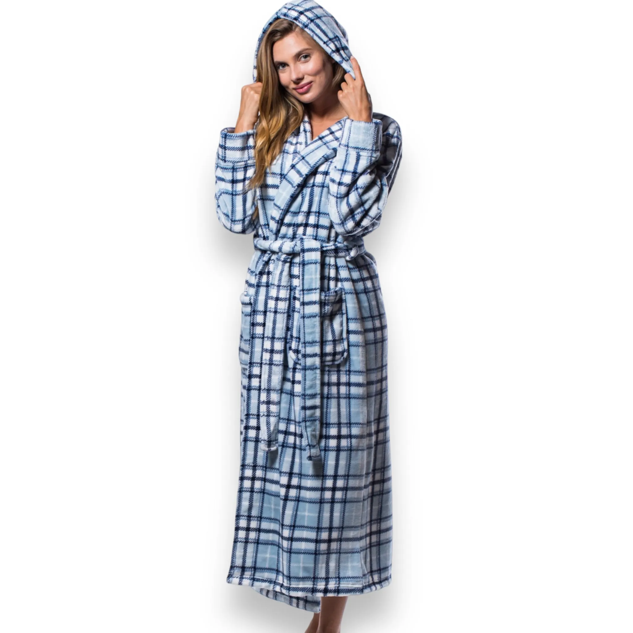 Hooded Plush Bathrobe for Women