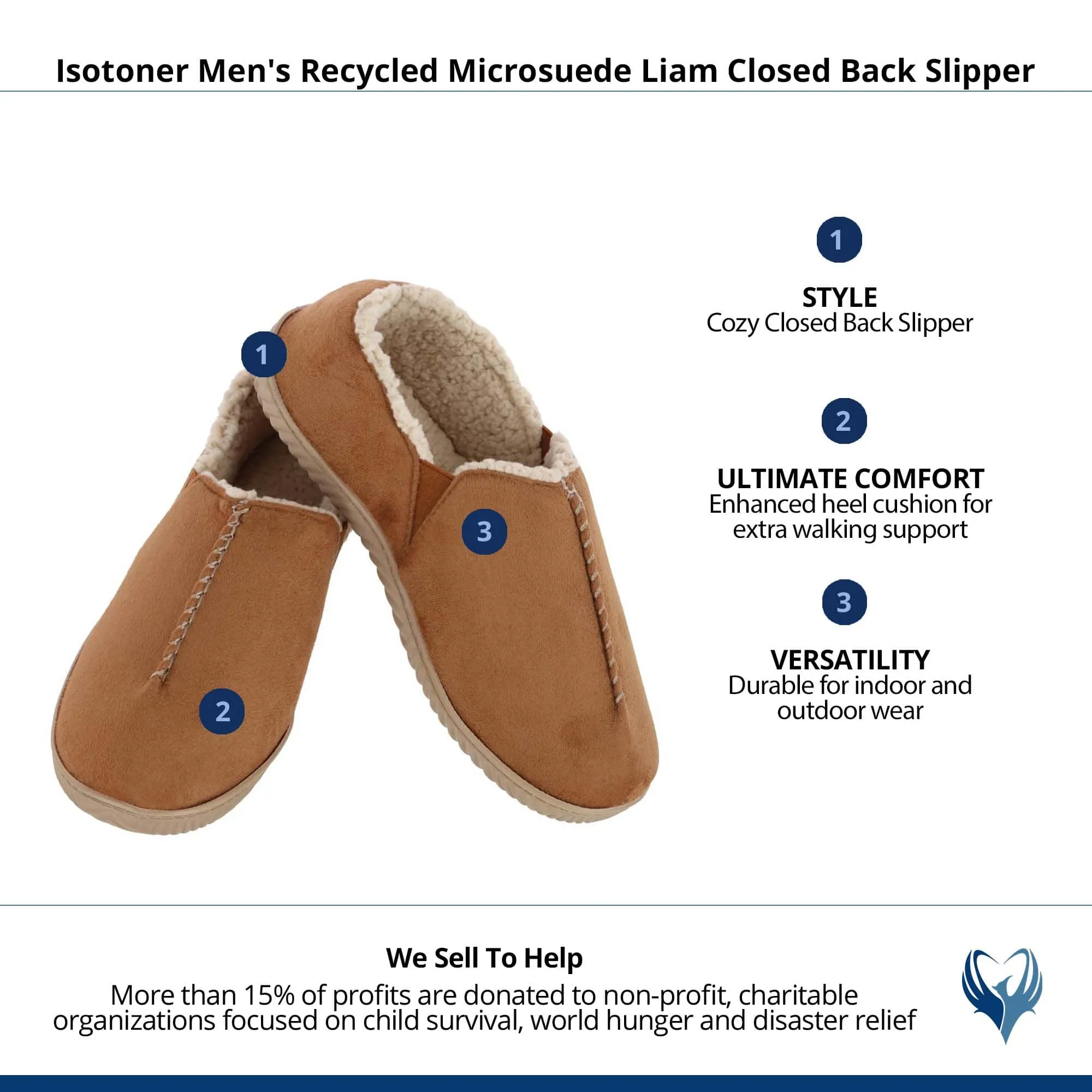 Isotoner Men's Recycled Microsuede Liam Closed Back Slipper