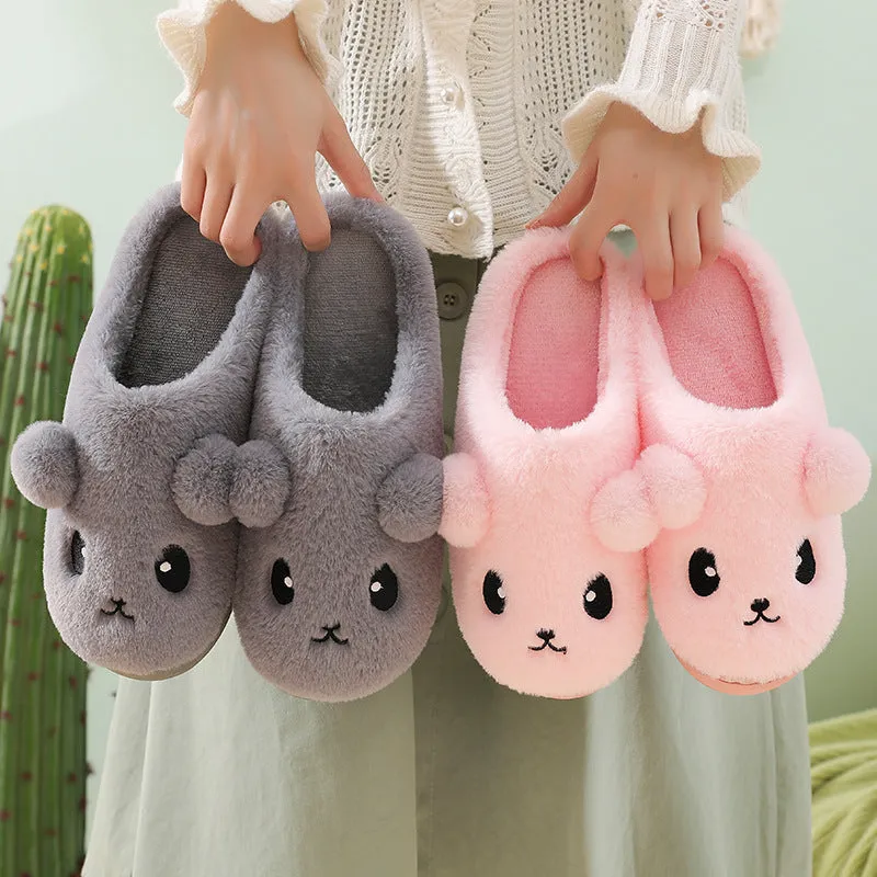 Kawaii Thick-Sole Plush Slippers