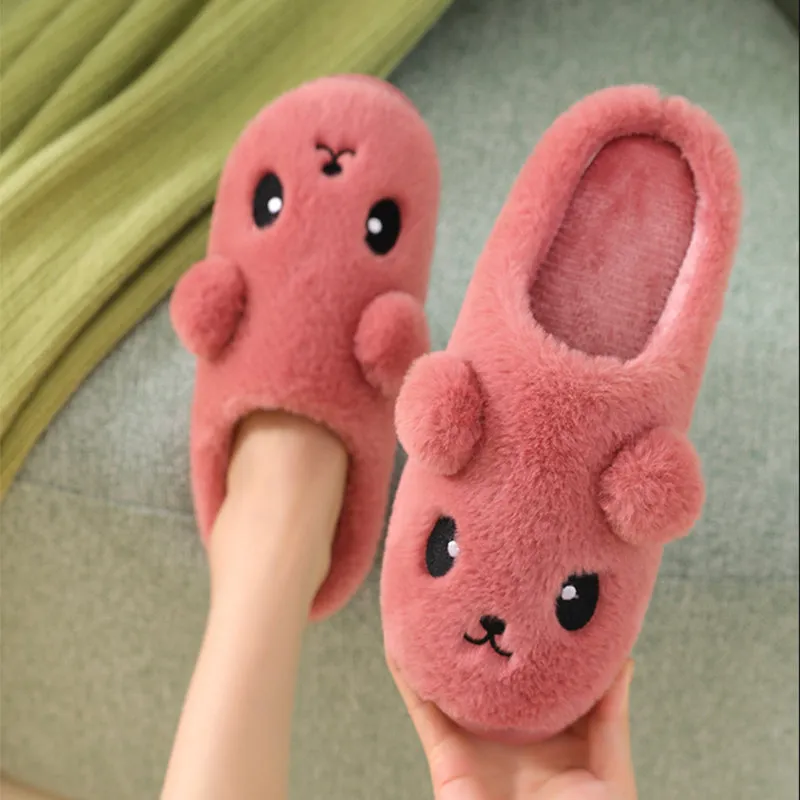 Kawaii Thick-Sole Plush Slippers