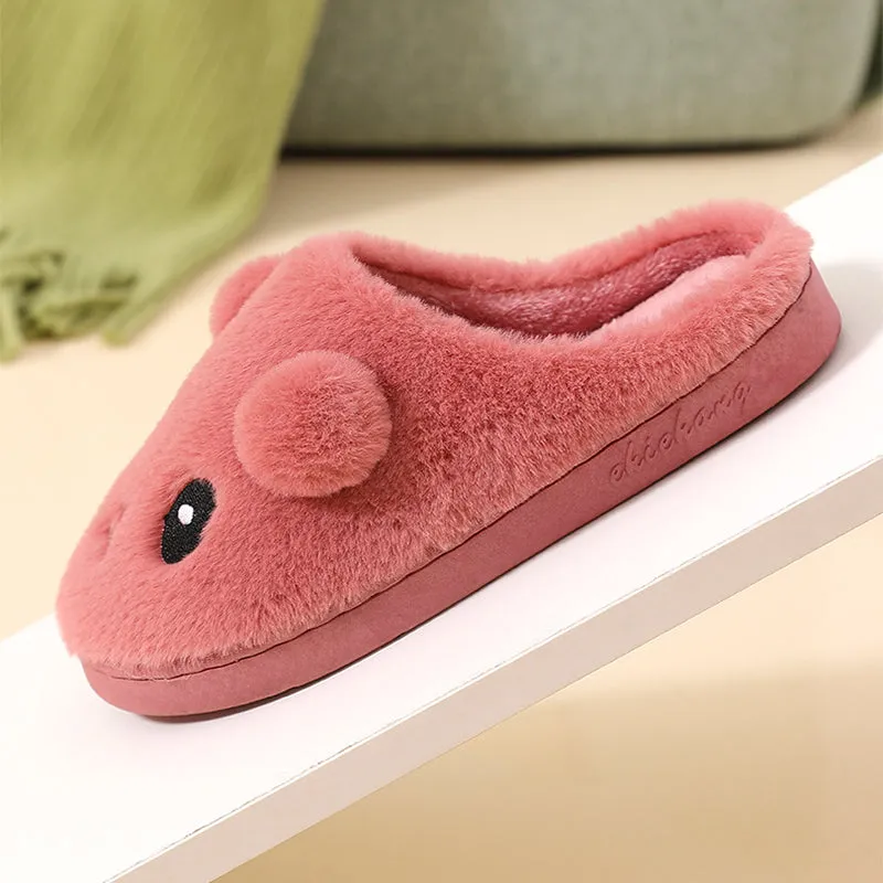 Kawaii Thick-Sole Plush Slippers