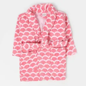 Kids Bathrobe Pink Printed 0-1Years