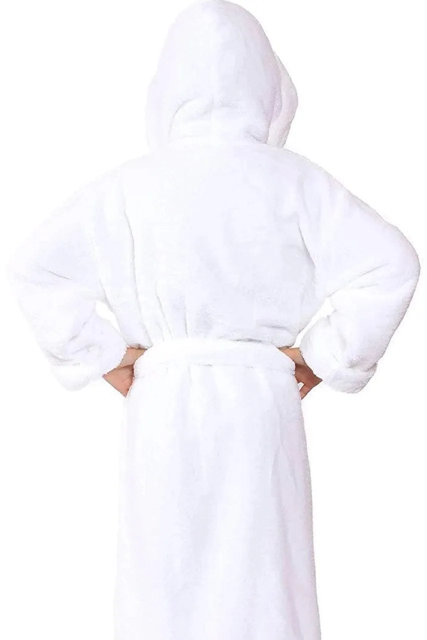 Kid's Fleece with Hooded Bathrobe, Warmth & Cozy, Soft & fast dry, (White)