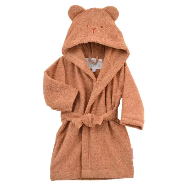 Little Crevette Uni Oursons Bathrobe Terracotta