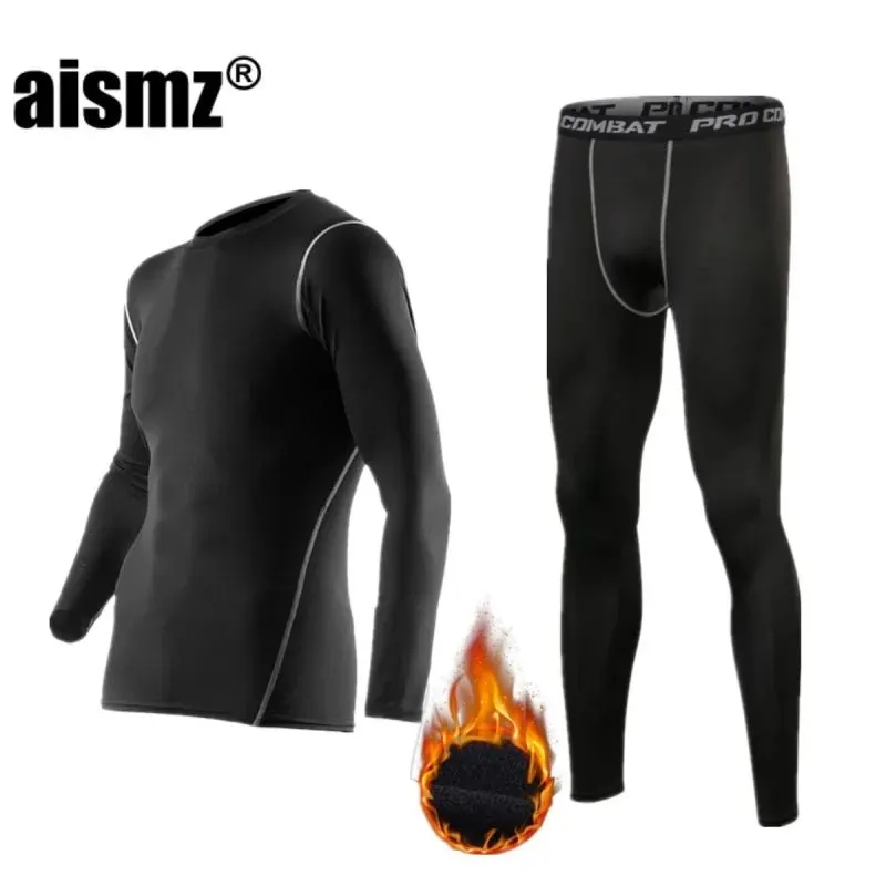 Men Compression Fitness Fleece Man Sport First Layer Underwear Set Second Thermal Men's Skin Long Johns