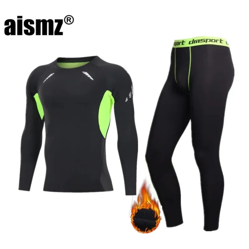 Men Compression Fitness Fleece Man Sport First Layer Underwear Set Second Thermal Men's Skin Long Johns