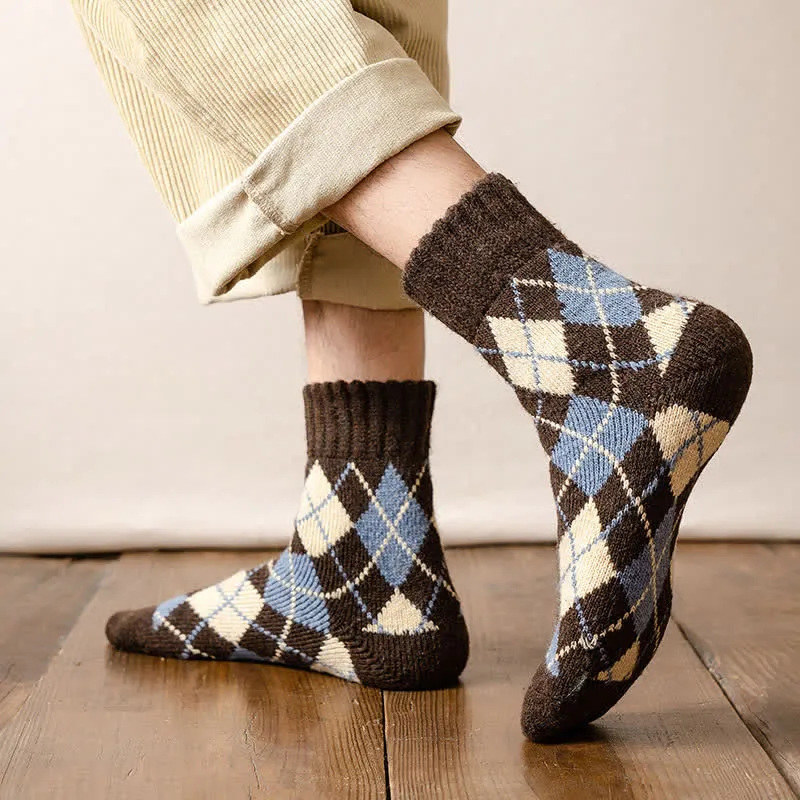 Men's British Style Diamond Argyle Crew Socks