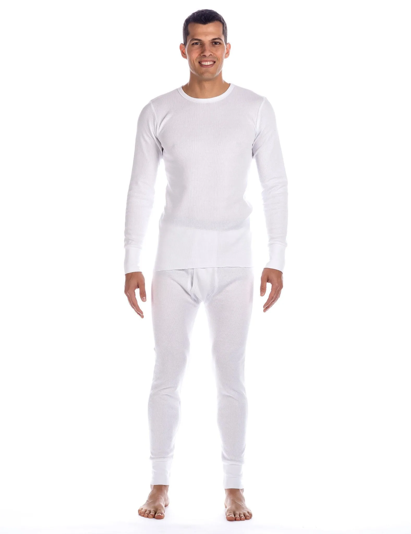 Men's Classic Waffle Knit Thermal Top and Bottom Set