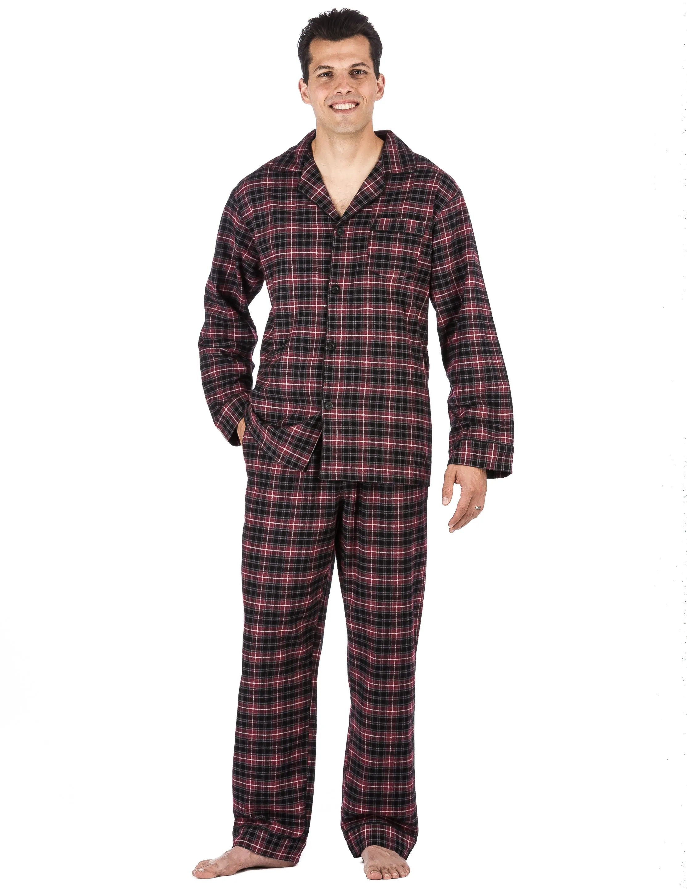 Mens Pajamas Set - 100% Cotton Flannel Pajamas for Men