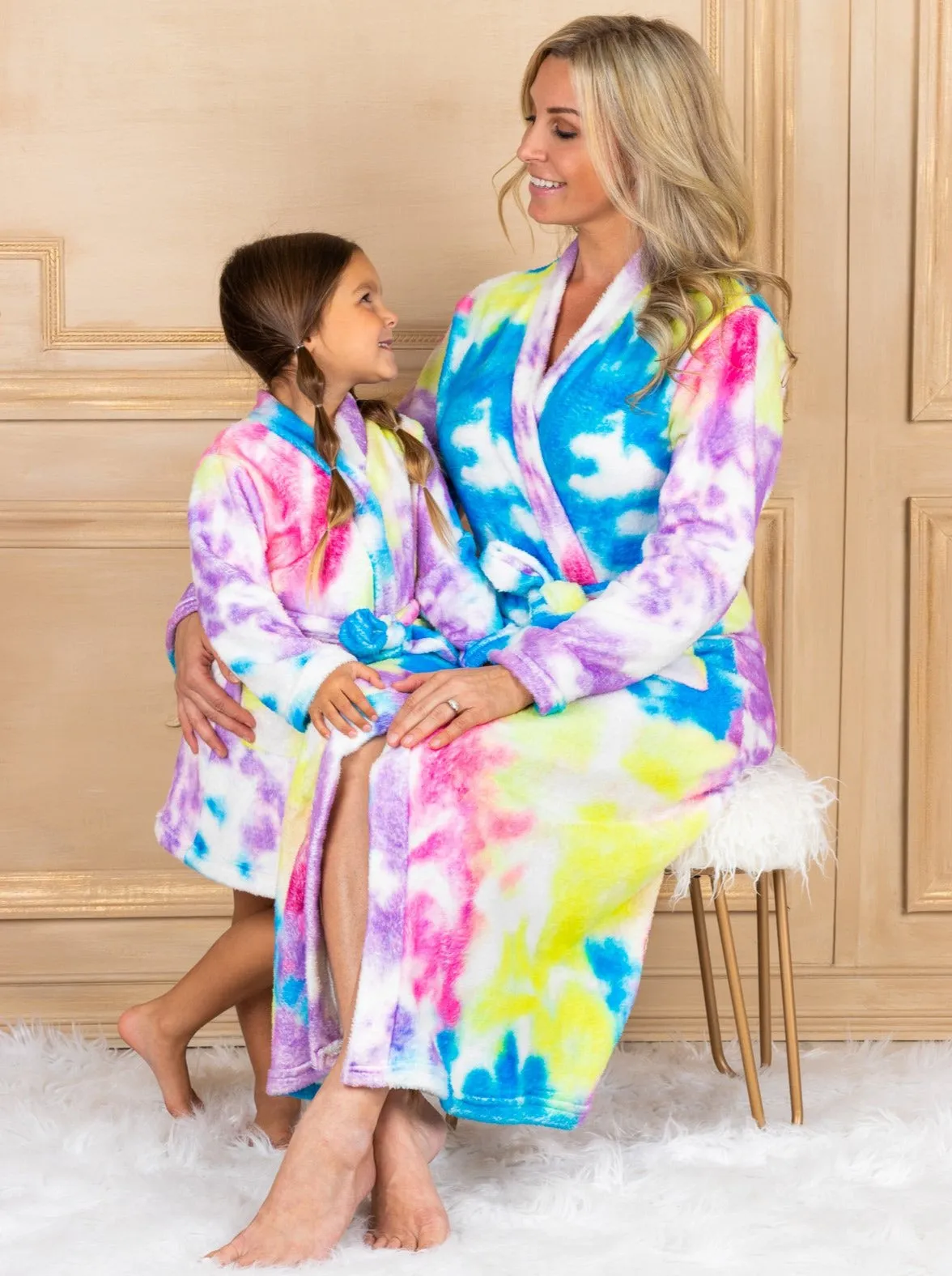 Mommy And Me Tie Dye Rainbow Bathrobe