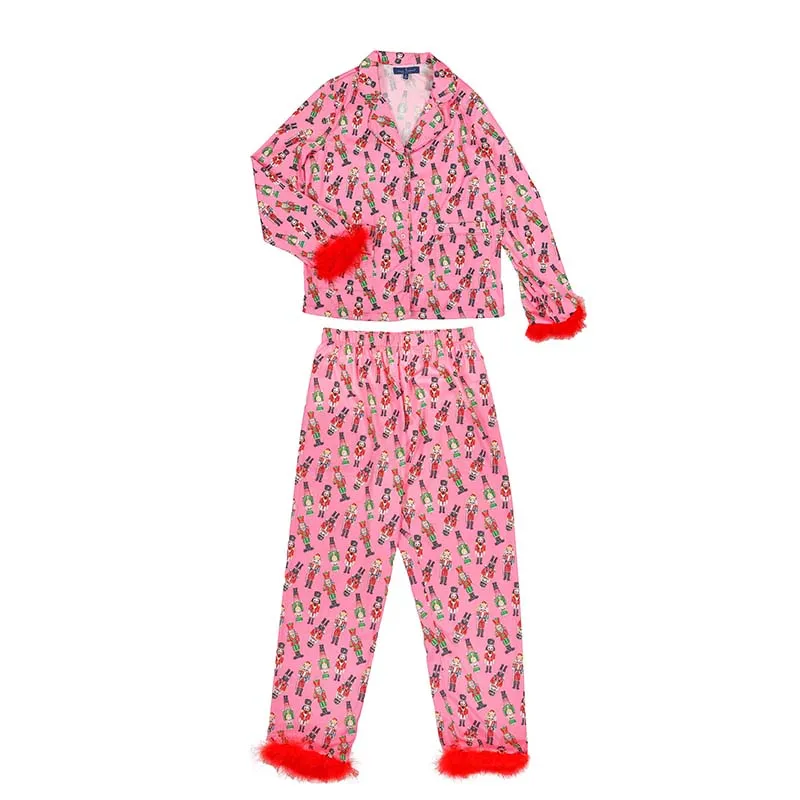 Nutcracker Feather Button Up Pajama Set