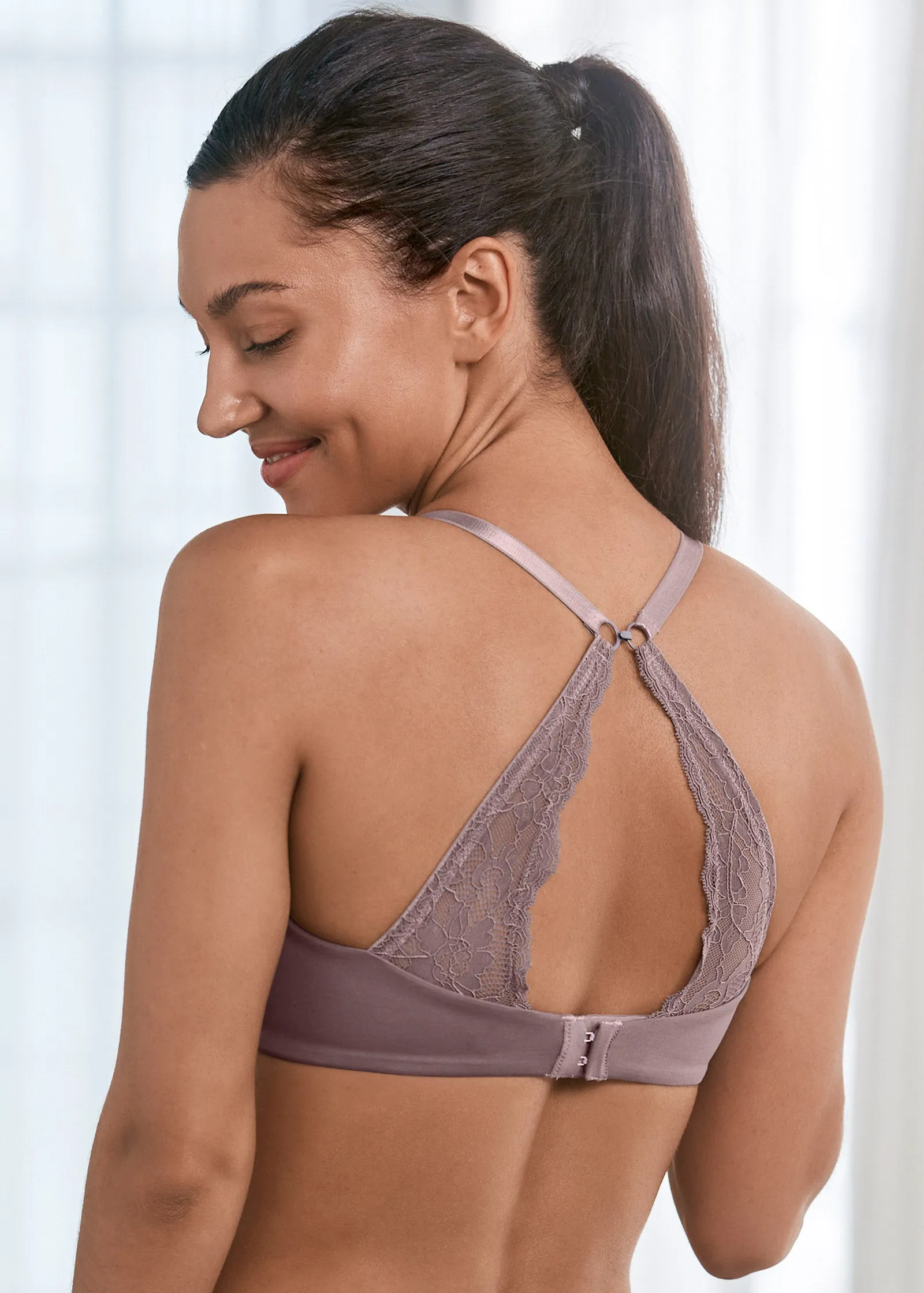 Pearl By VENUS® Lace Back Wireless Bra - Evening Mauve