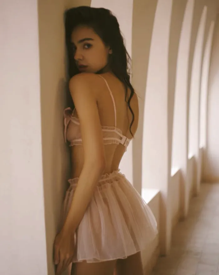 Petal Pink Satin Bow Crop Top and Tulle Ballet Skirt Set