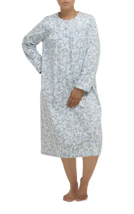 Schrank 100% Cotton Flannelette Nightgown in Blue Floral Print Brooke SK602B