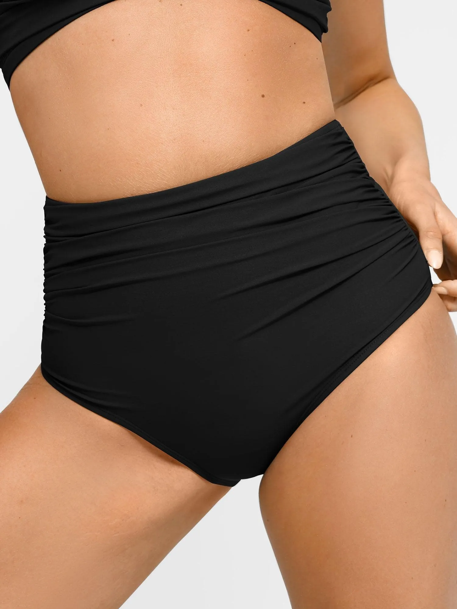 Shapewear Ruched High-Waist Sculpting Bikini Bottom