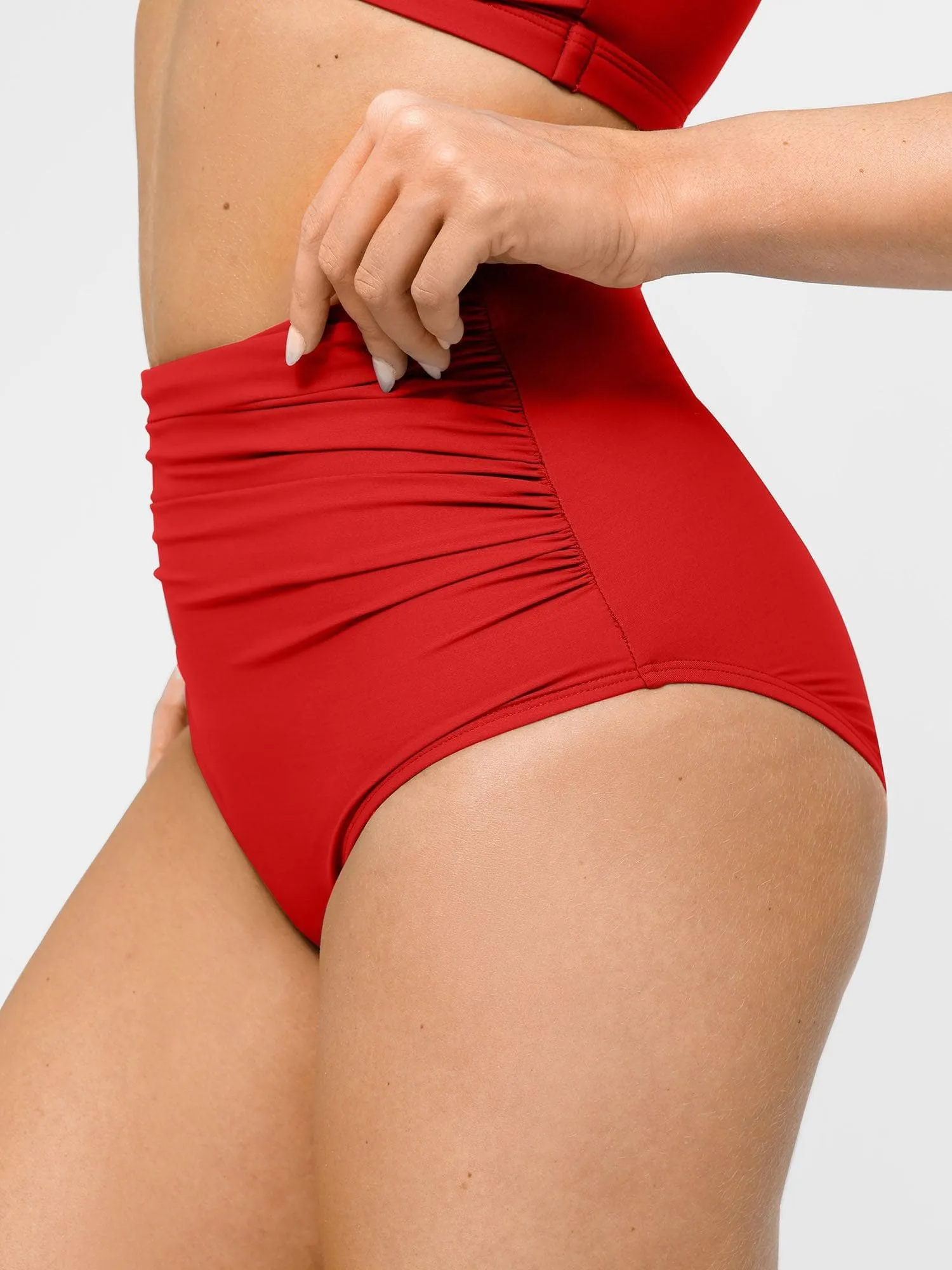 Shapewear Ruched High-Waist Sculpting Bikini Bottom