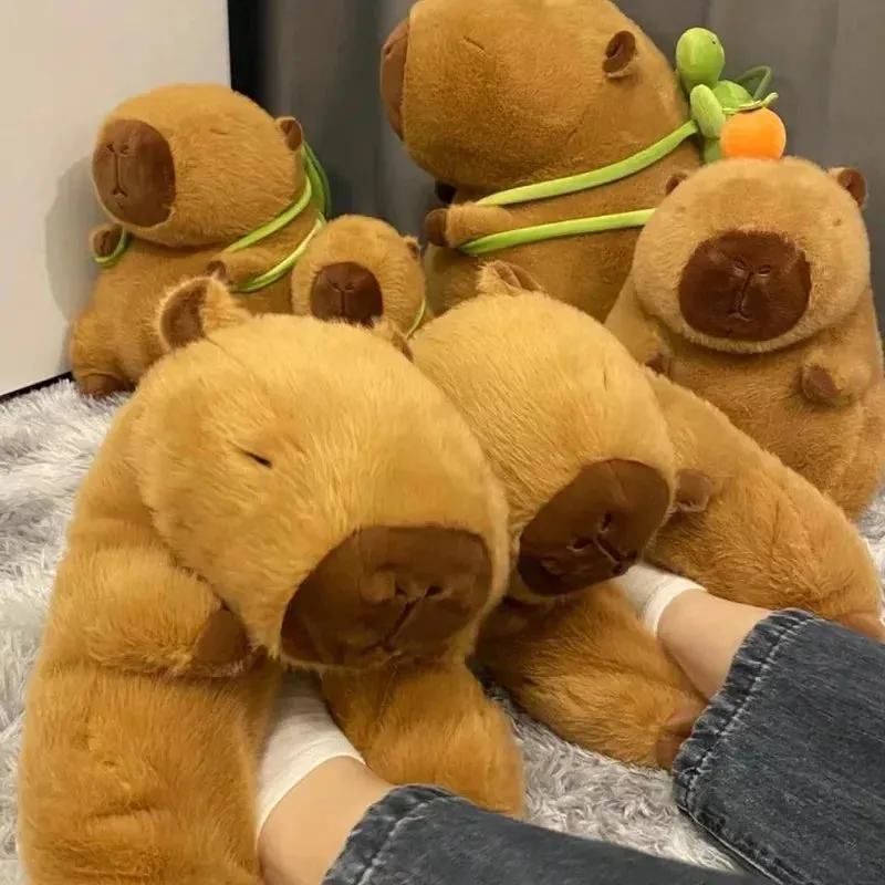 Sohiwoo Capybara Plush Slippers Women Cartoon Cute Lovely Soft  Animals Plushy Shoes Cozy Capibara Sandals Winter Indoor Warm Slippers