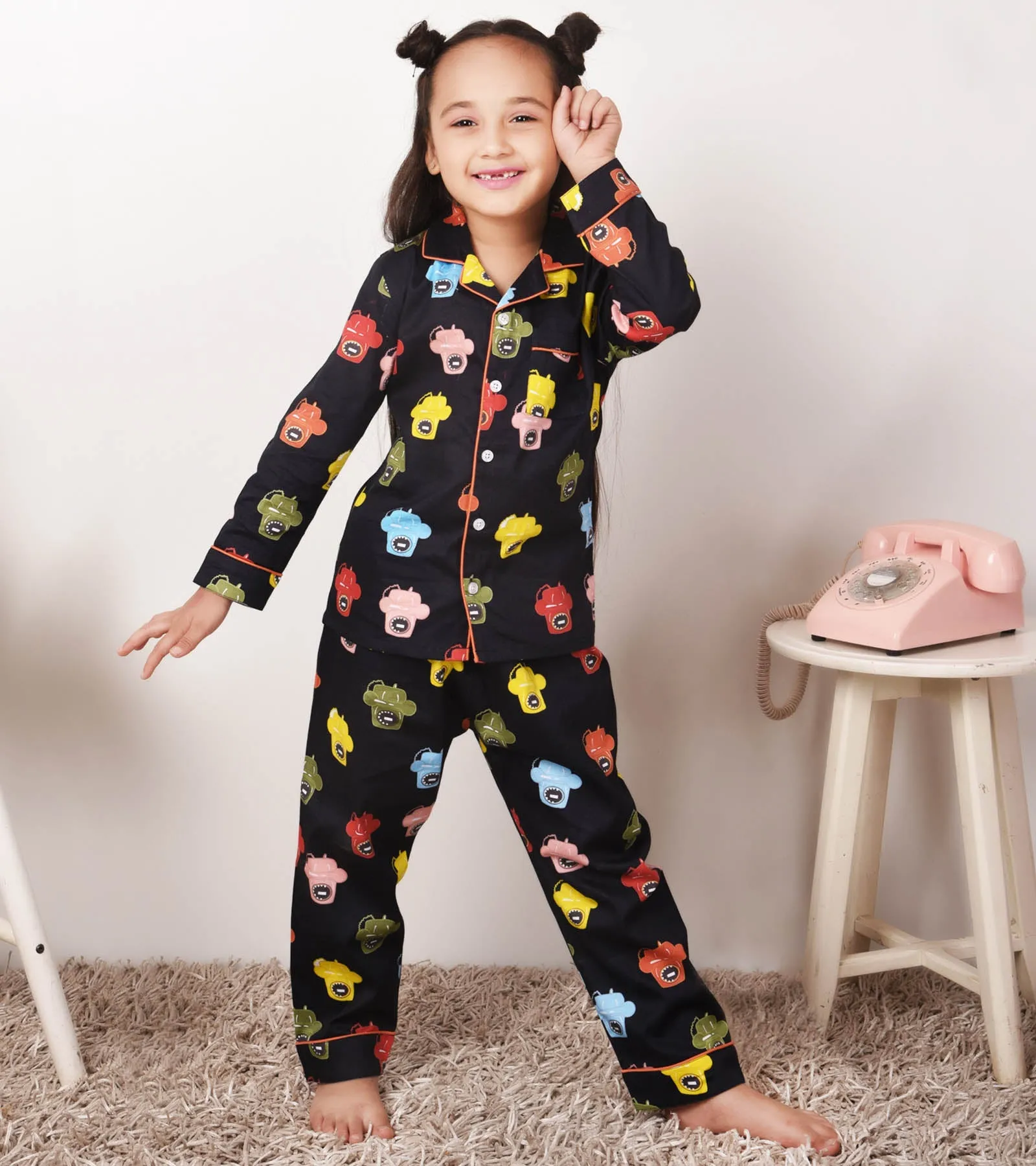 Telephone Printed Girls Nightsuit Set