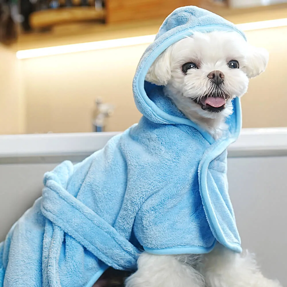 Thick Soft Absorbent Skin-Friendly Pet Hooded Bathrobe Towel