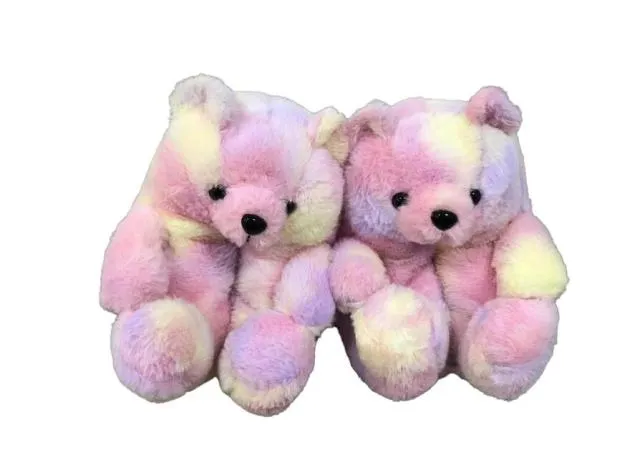 Unicorn Teddy Bear Plush Slippers