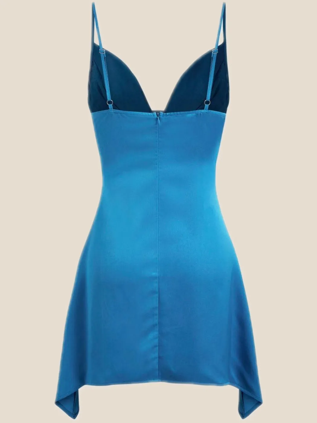 V Neck Blue Satin Short Homecoming Dress