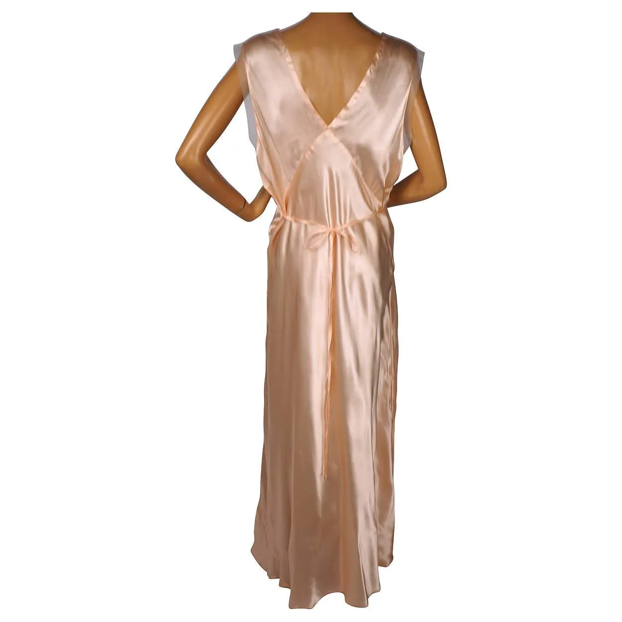 Vintage 1940s Nightgown Pink Rayon Satin Nightie -  Large