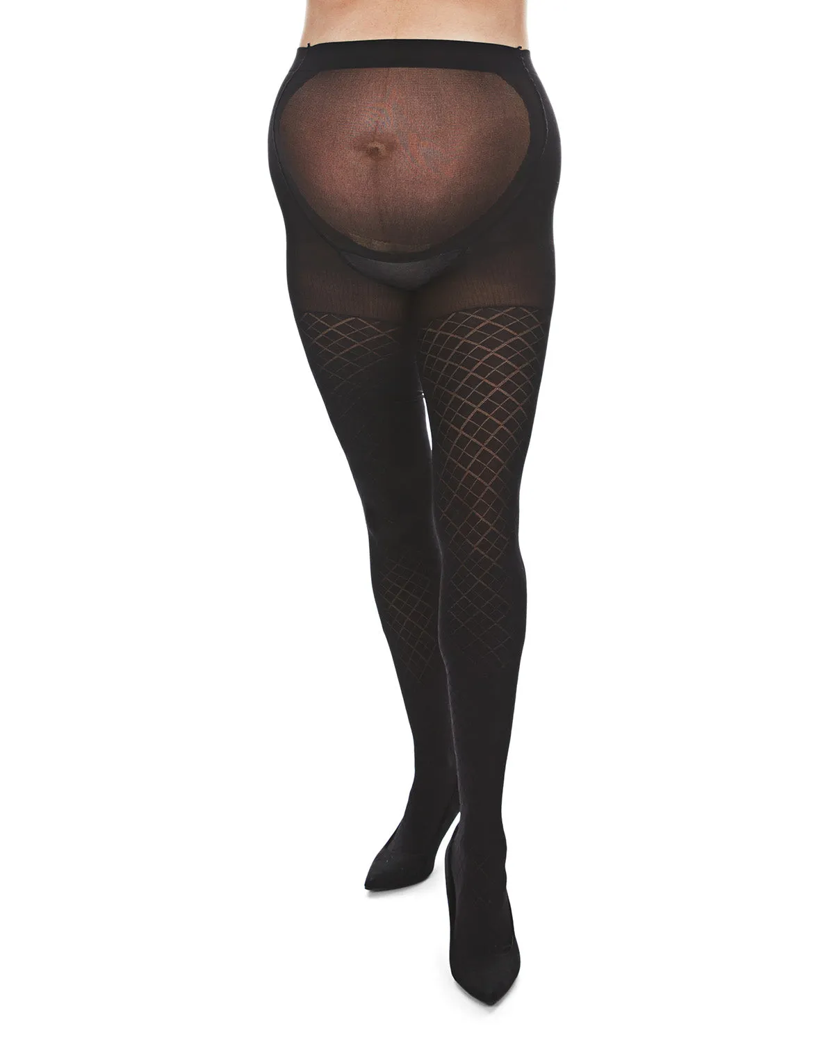 Women's Argyle Pattern Opaque Microfiber Maternity Tights