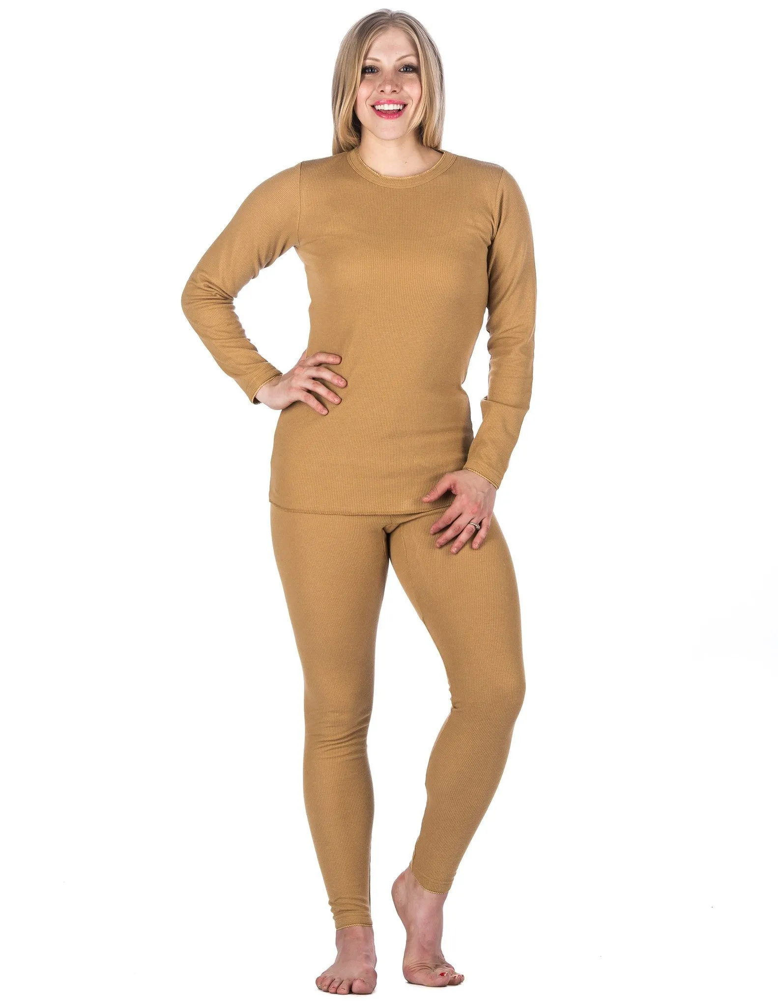 Women's Extreme Cold Waffle Knit Thermal Top and Bottom Set