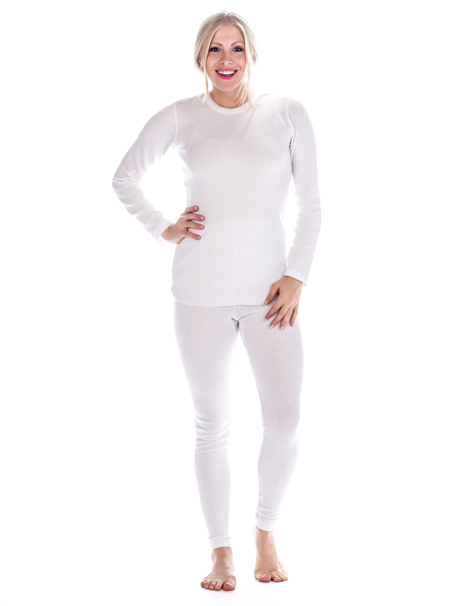 Women's Extreme Cold Waffle Knit Thermal Top and Bottom Set