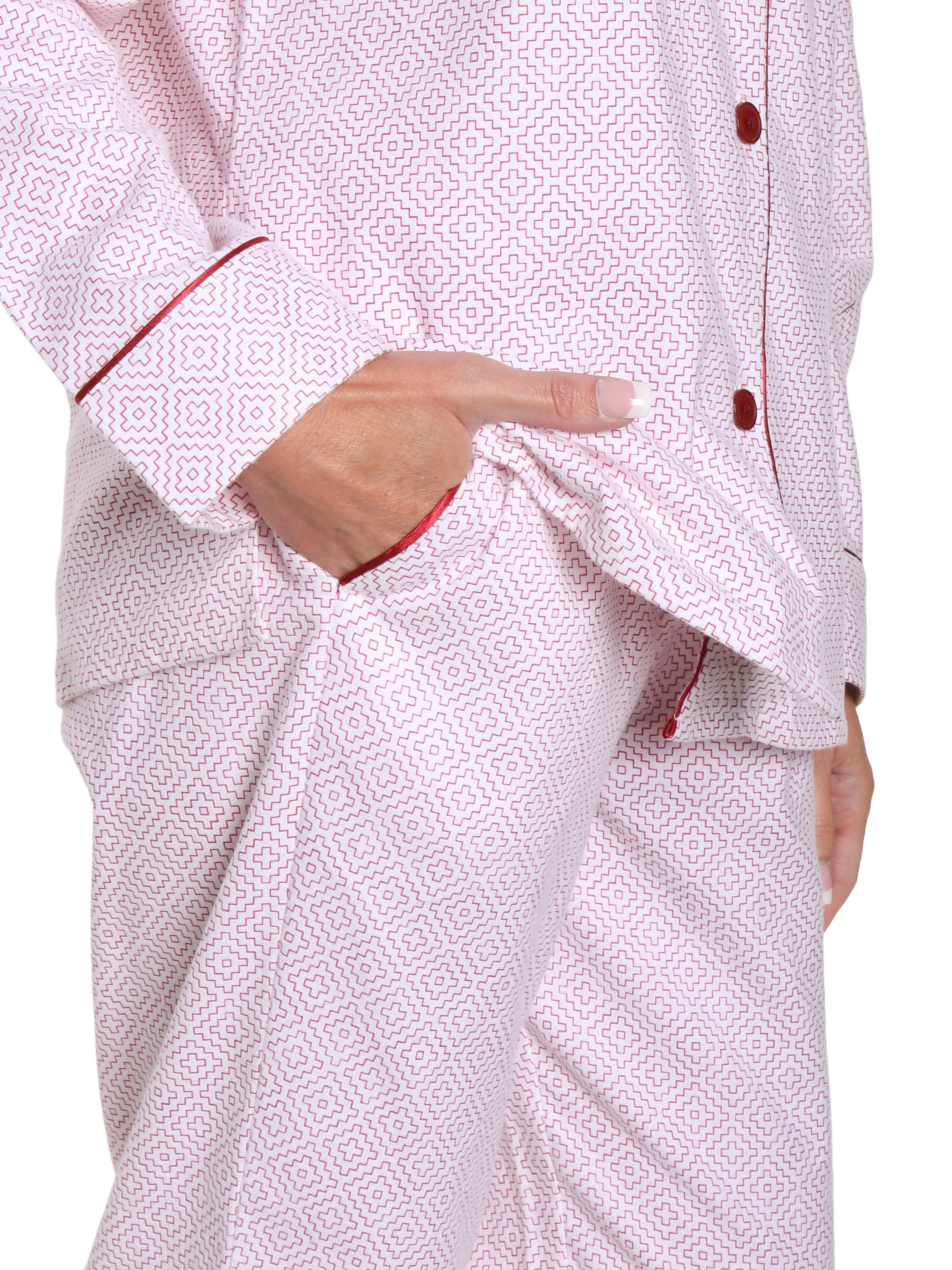 Womens Premium 100% Cotton Flannel Pajama Sleepwear Set