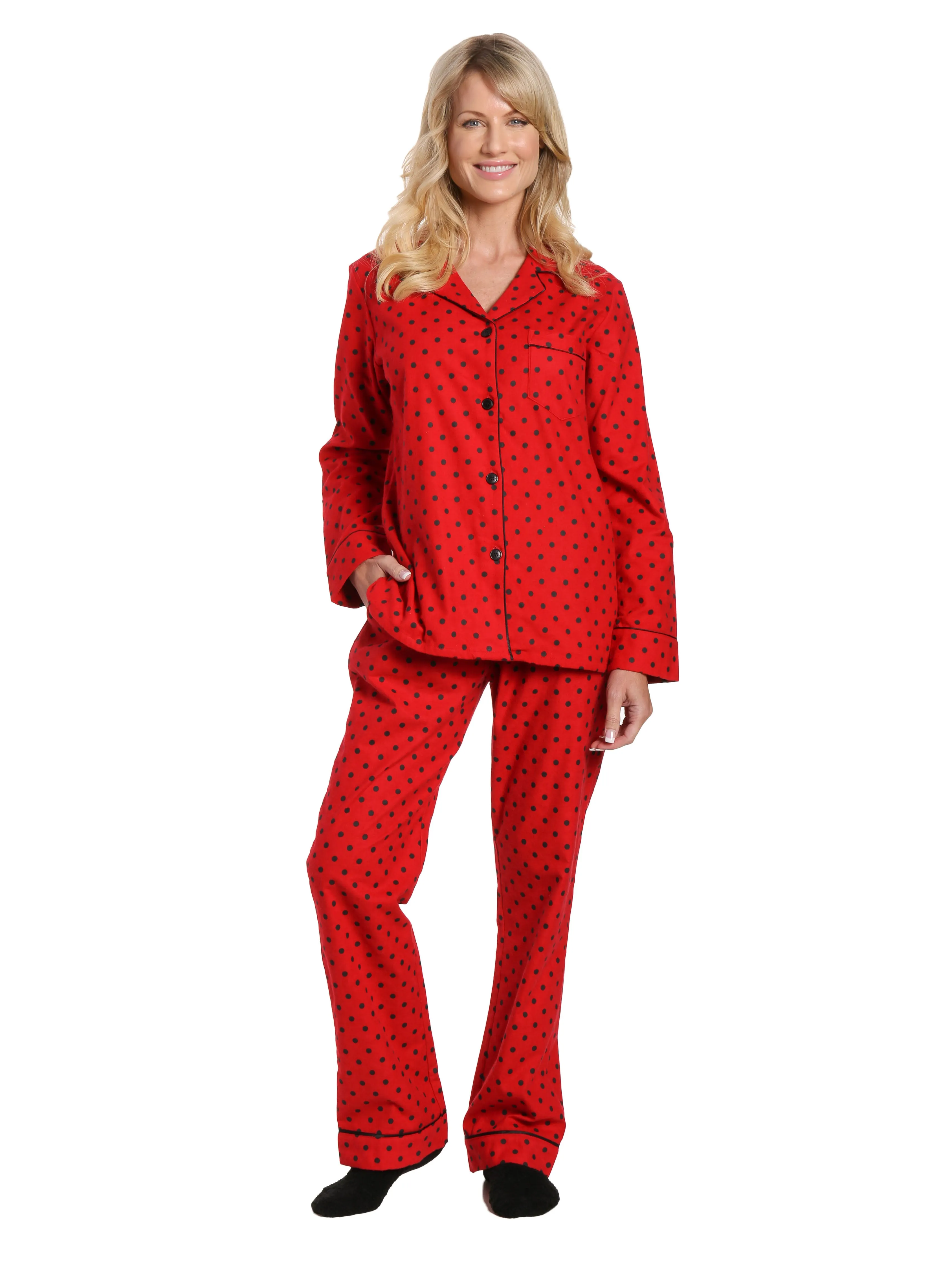 Womens Premium 100% Cotton Flannel Pajama Sleepwear Set