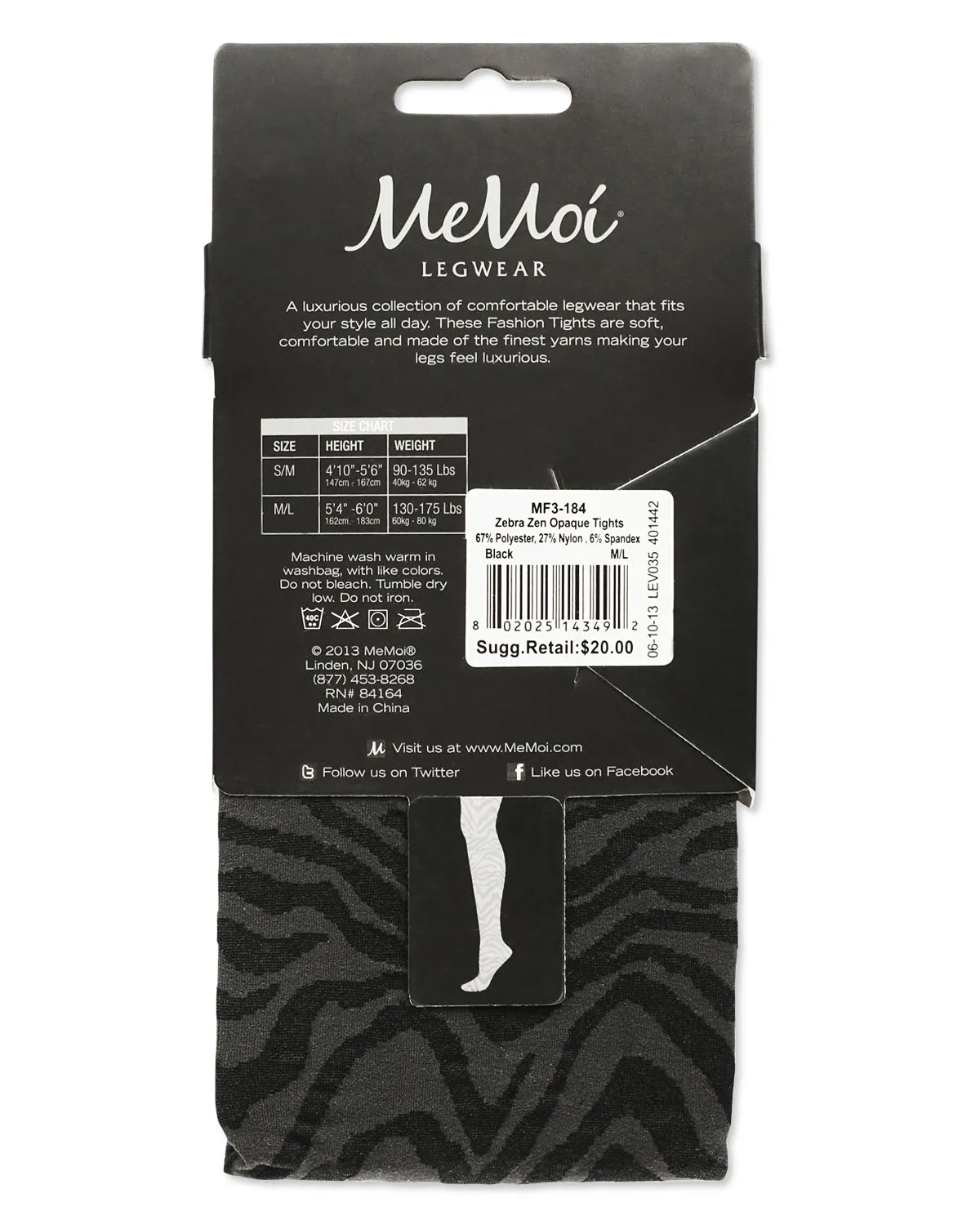 Women's Zebra Zen Opaque Nylon Tights